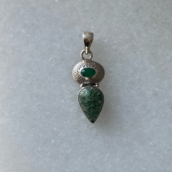 NWOT Sundance Triton Pendant Aventurine Green Onyx Sterling Silver